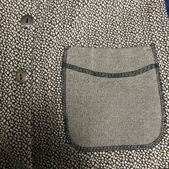 Camelia Button-Up Cardigan Womens Large Black White Knit Jacket Pockets Vintage - Picture 7 of 8